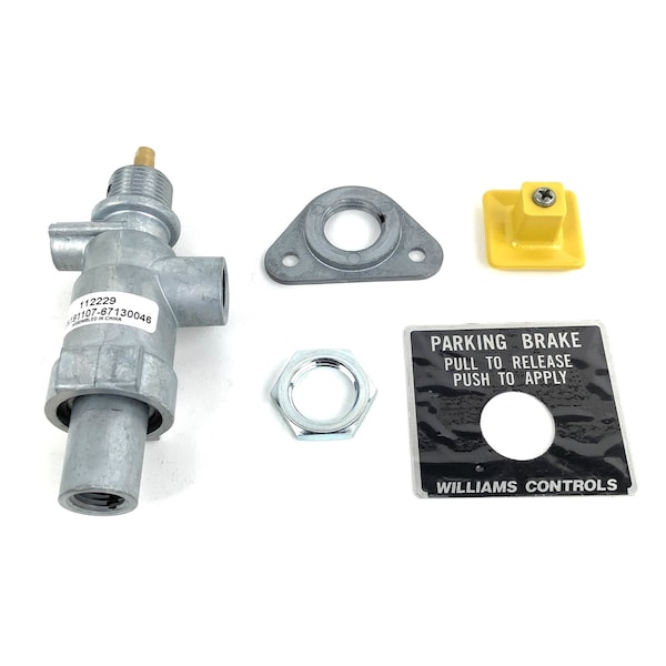 Williams Controls Valve, Control, Parking Brake, Yellow Sq Knob, Port In And Out 1/4-18 Nptf, Port Exhaust 1/8-27 112229 - main